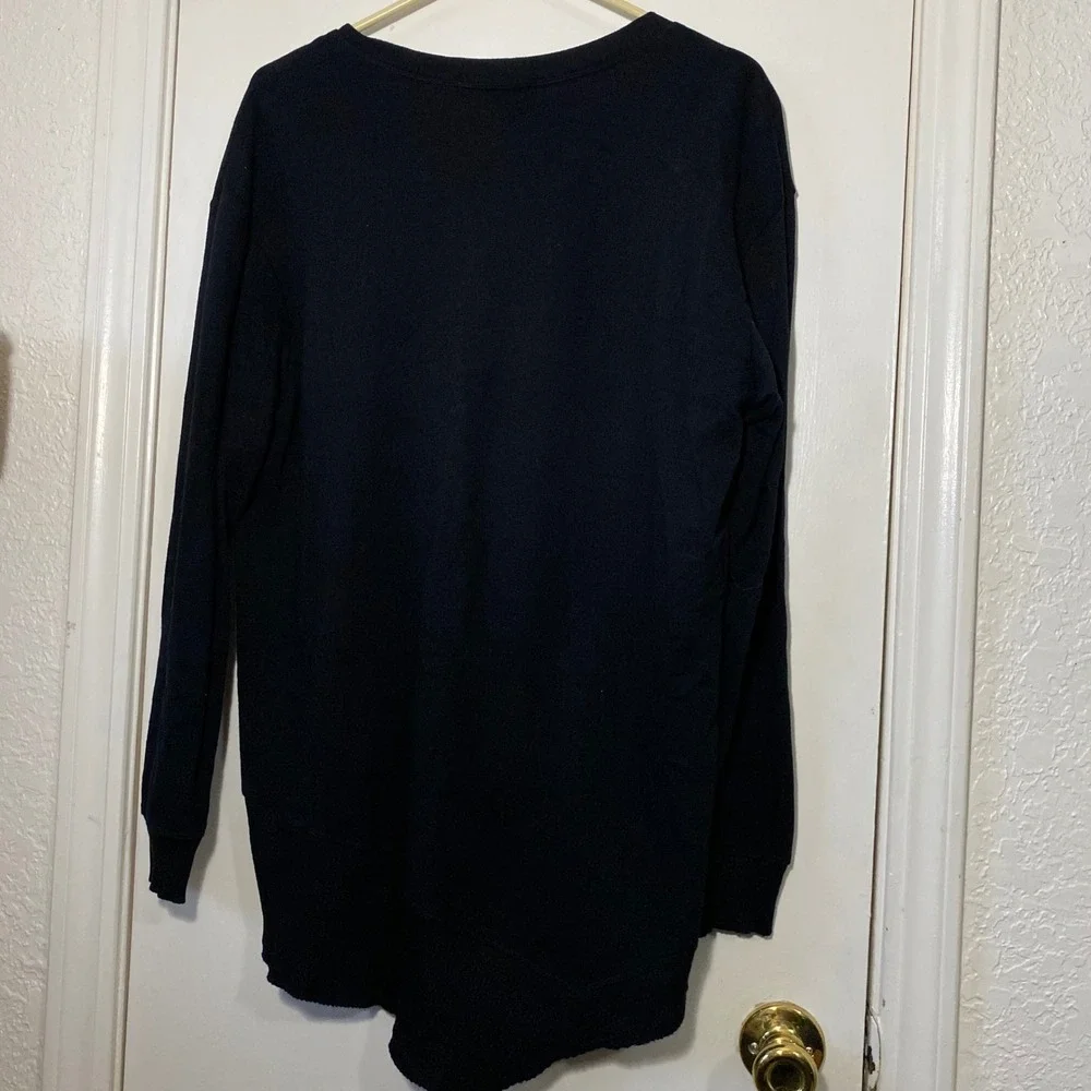 Wilt Black Long Sleeve S Small V Neck Asymmetric Hem Sweatshirt Top‎
